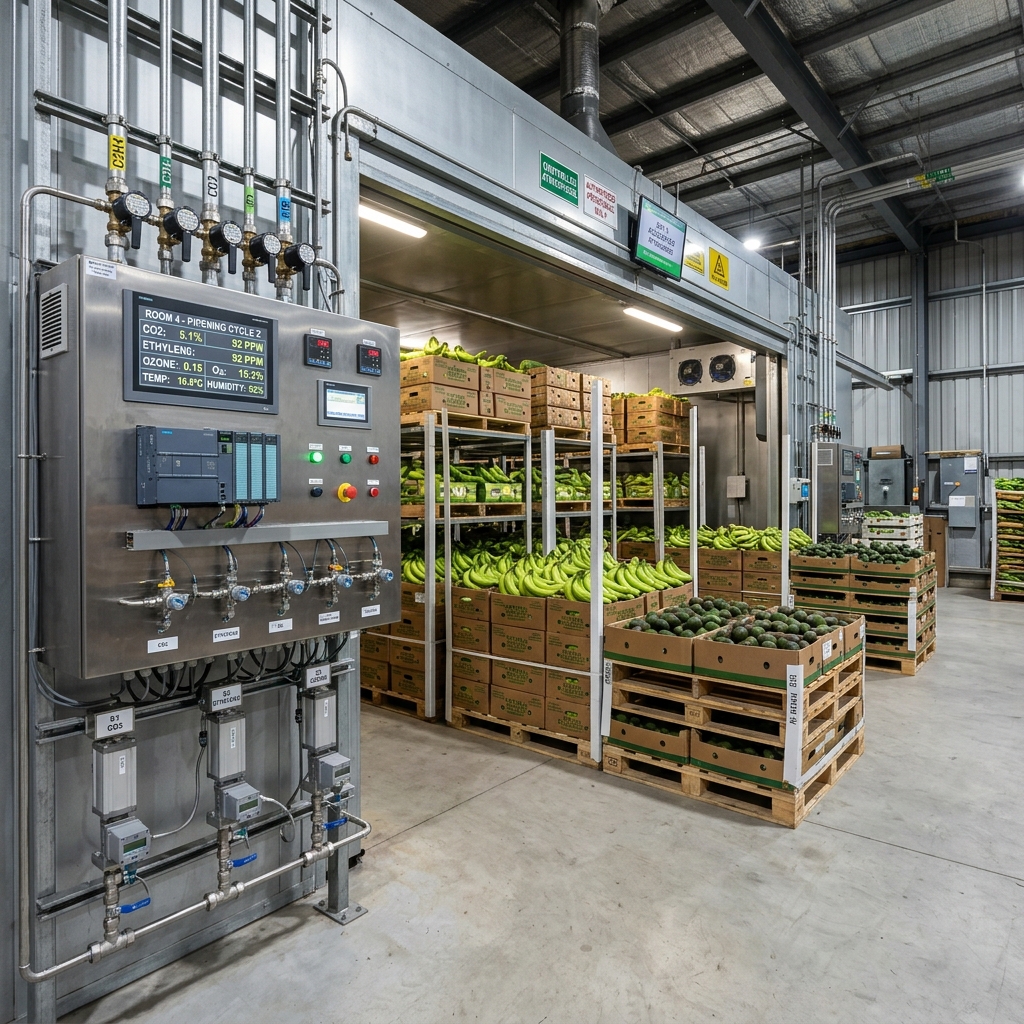 Sistema de maduración de fruta con gases controlados